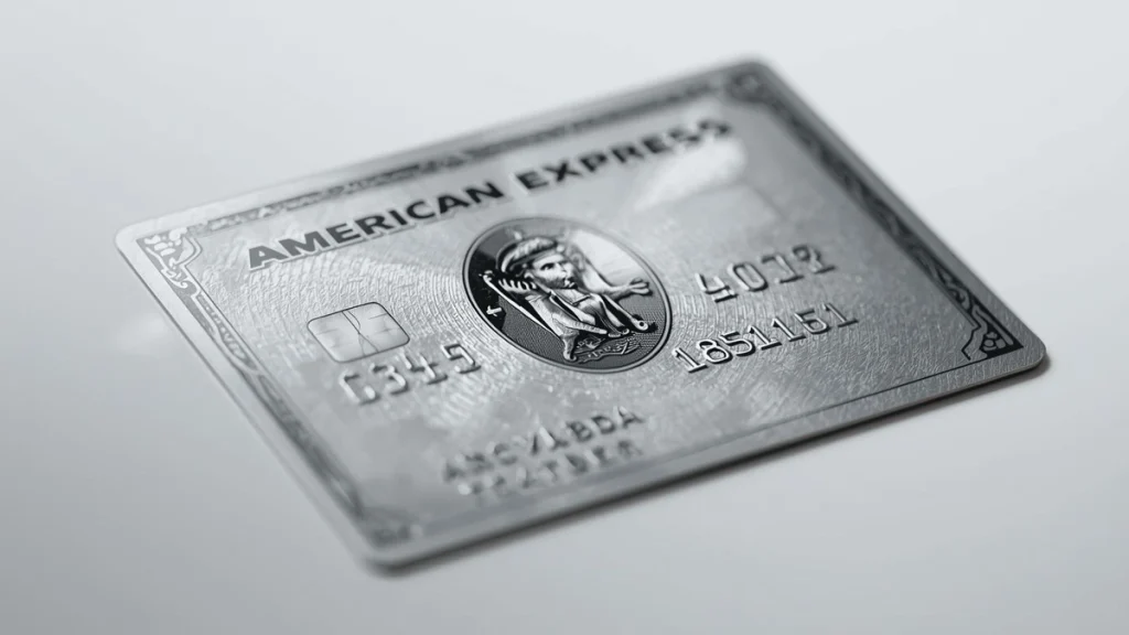 Professional close-up of an American Express Platinum card focusing on the iconic Centurion logo for business point valuation analysis.
